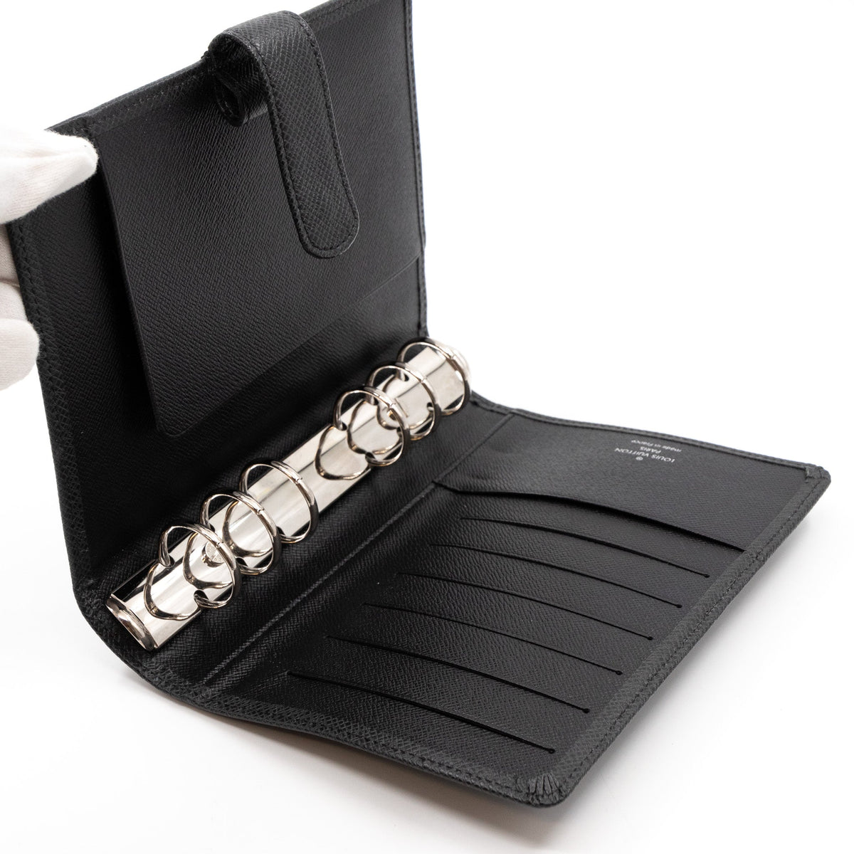 Louis-vuitton Medium Ring Agenda Cover Taiga Leather Black