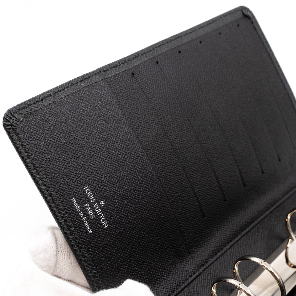 Louis-vuitton Medium Ring Agenda Cover Taiga Leather Black