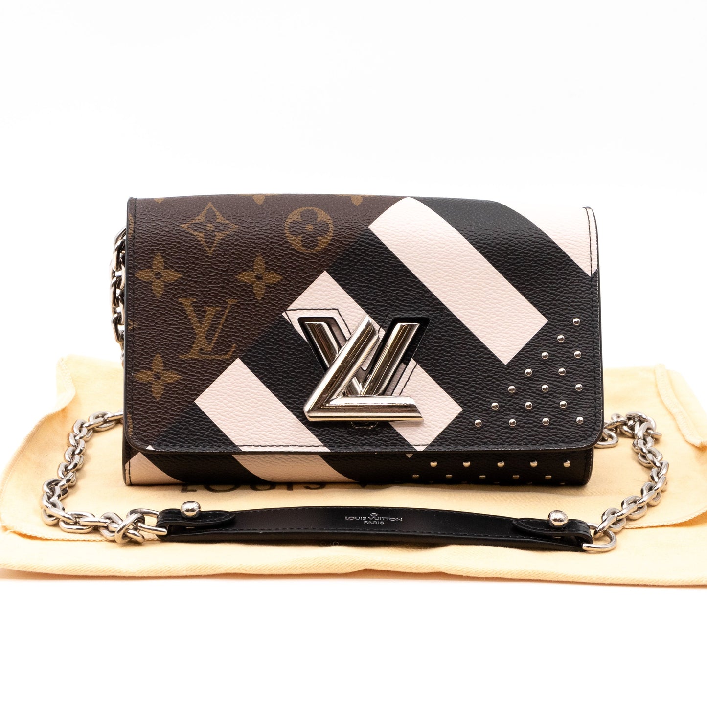 Louis-vuitton Twist Chain Wallet Monogram & Studded Leather