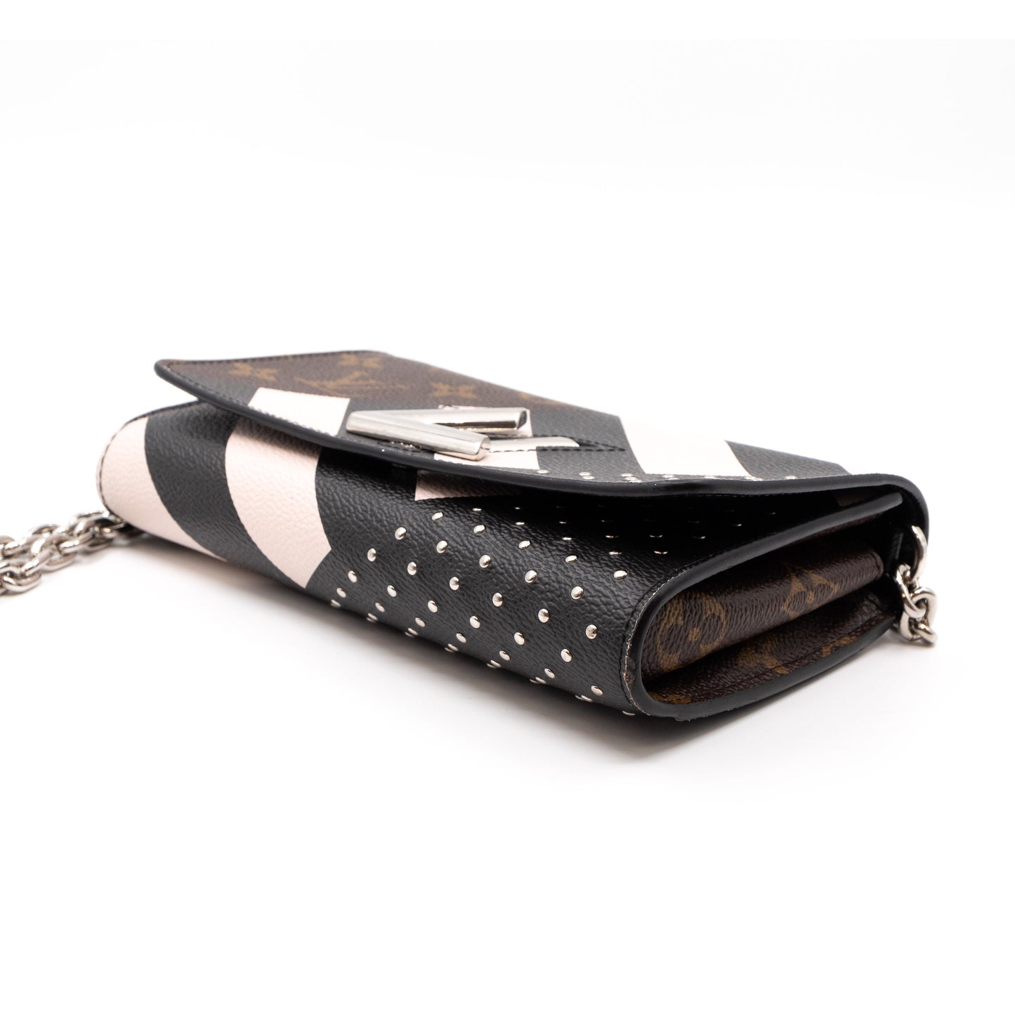 Louis-vuitton Twist Chain Wallet Monogram & Studded Leather