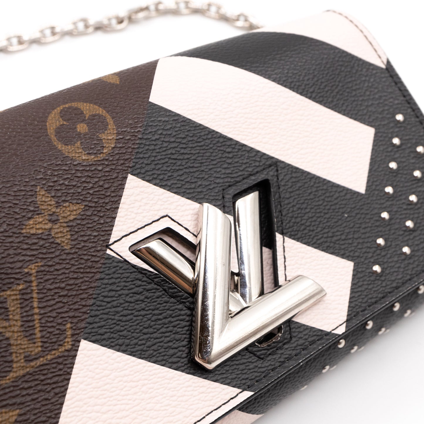 Louis-vuitton Twist Chain Wallet Monogram & Studded Leather