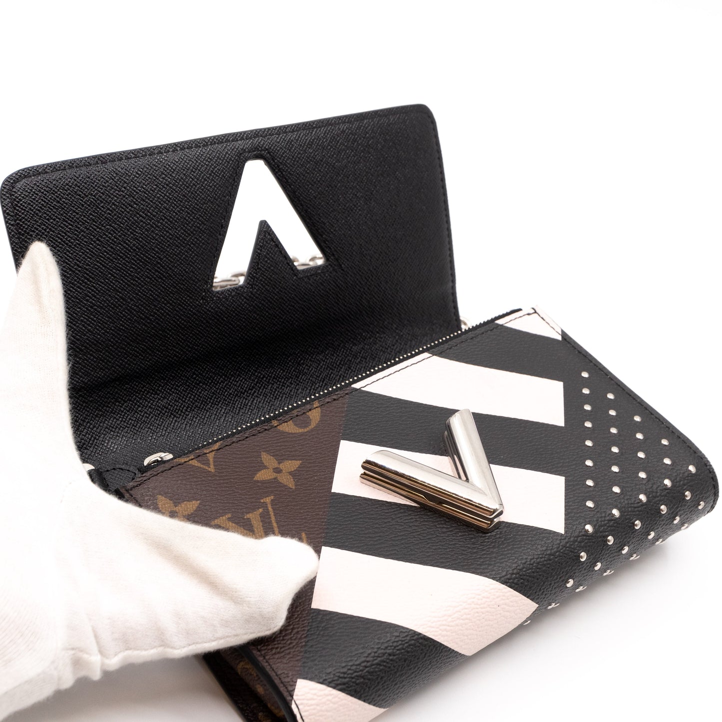 Louis-vuitton Twist Chain Wallet Monogram & Studded Leather