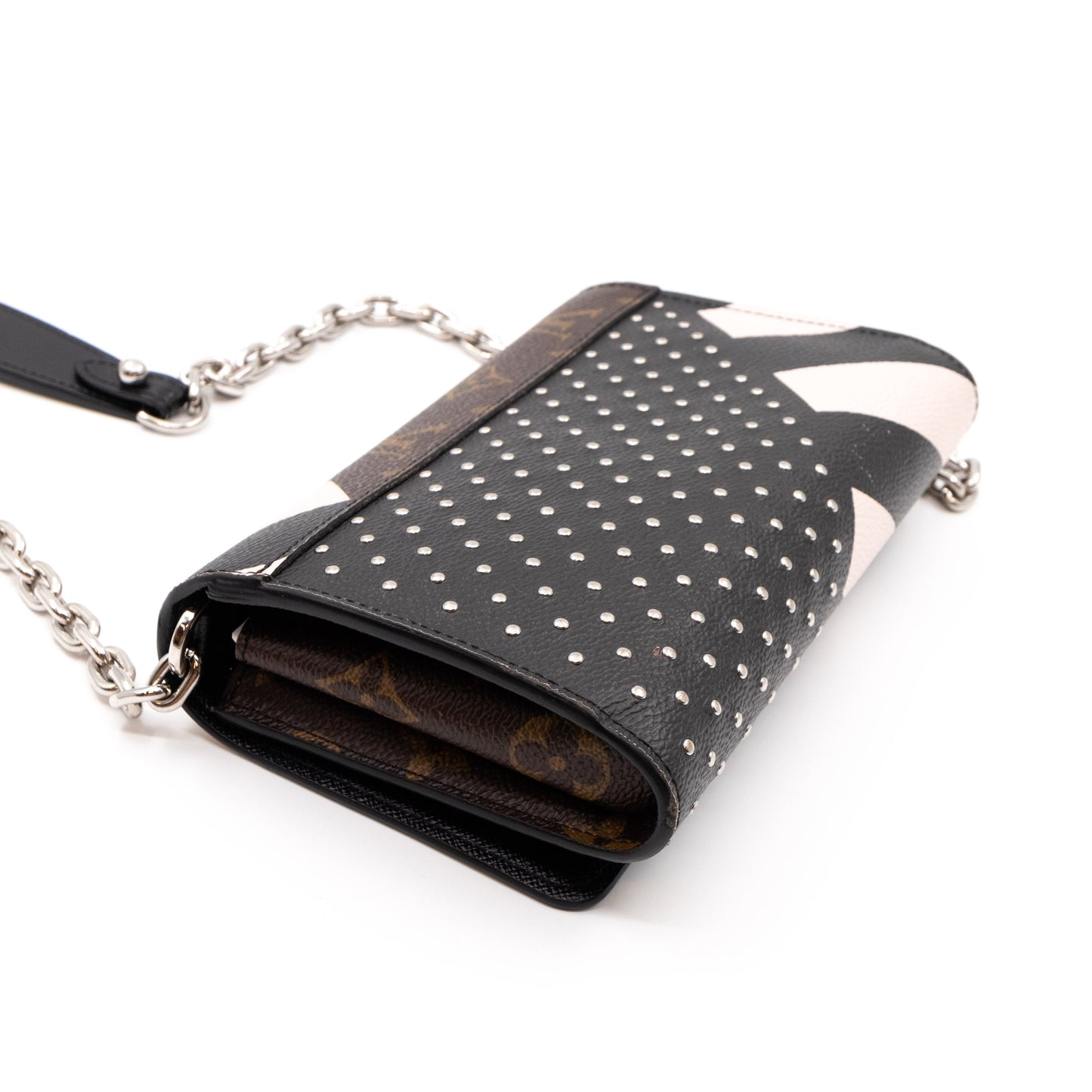Louis-vuitton Twist Chain Wallet Monogram & Studded Leather