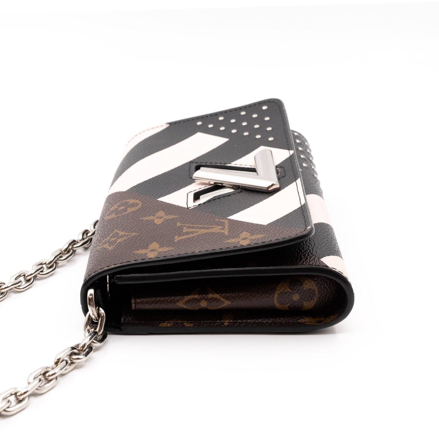 Louis-vuitton Twist Chain Wallet Monogram & Studded Leather