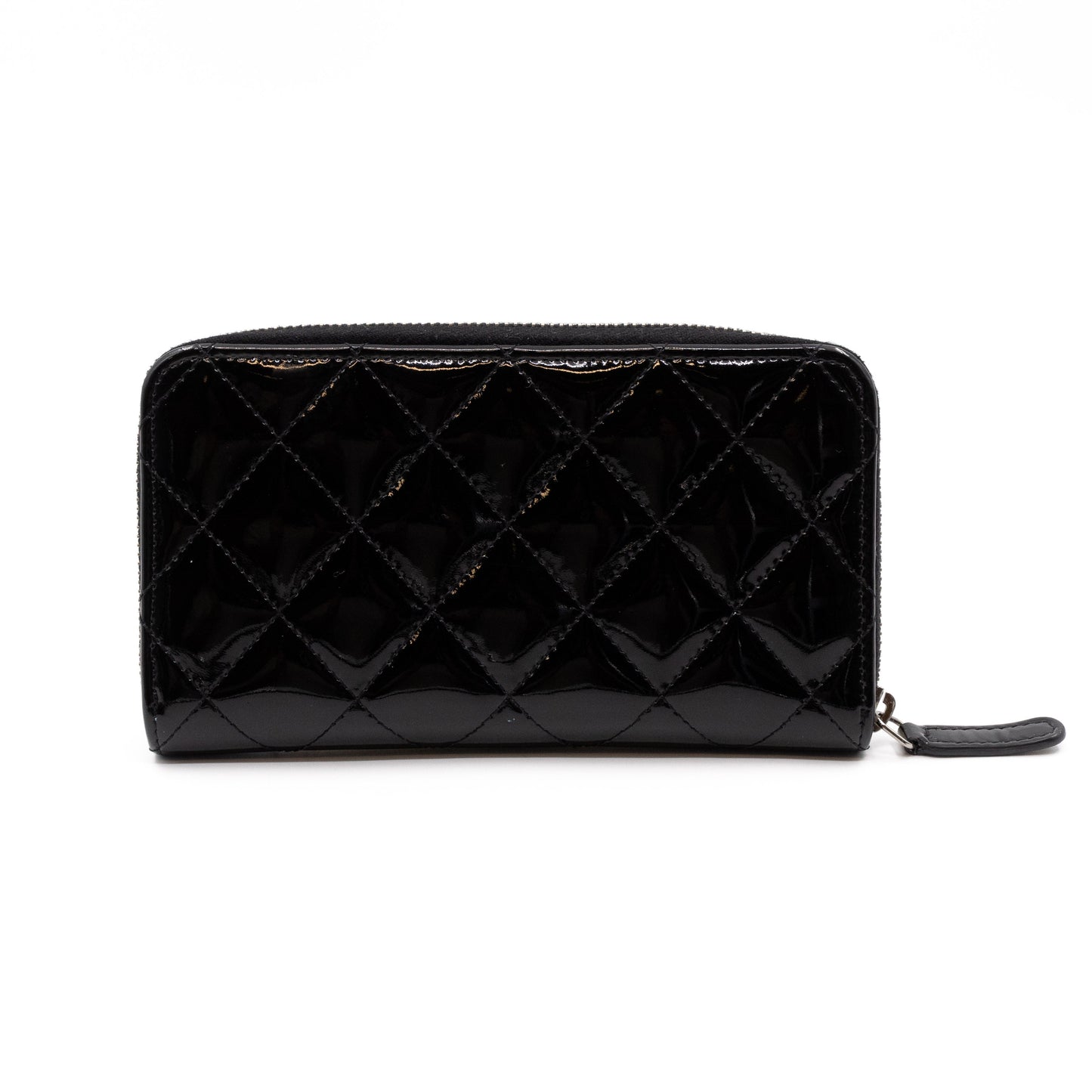 Medium Zipped Wallet Patent Leather Black