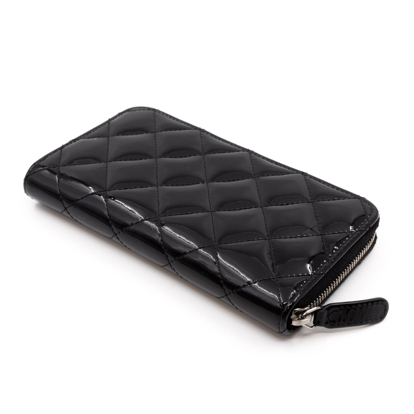 Medium Zipped Wallet Patent Leather Black