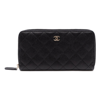 Zip Around Wallet Black Caviar Leather