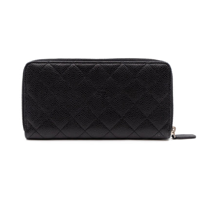 Zip Around Wallet Black Caviar Leather