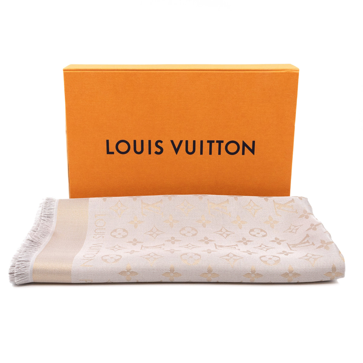 Louis-vuitton Monogram Shine Shawl Greige Gold