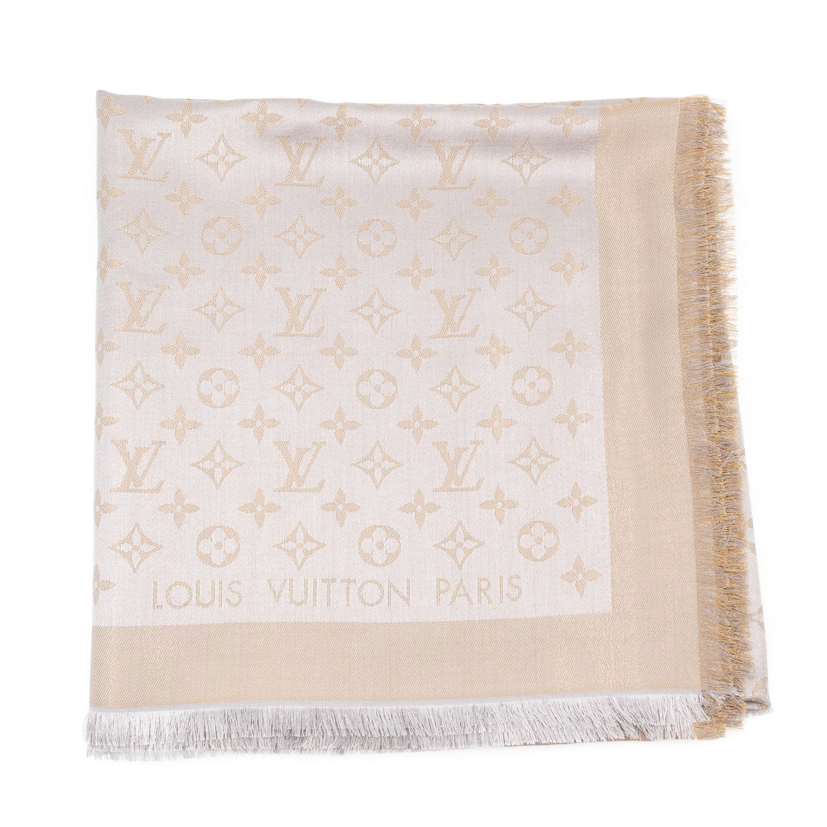 Louis-vuitton Monogram Shine Shawl Greige Gold