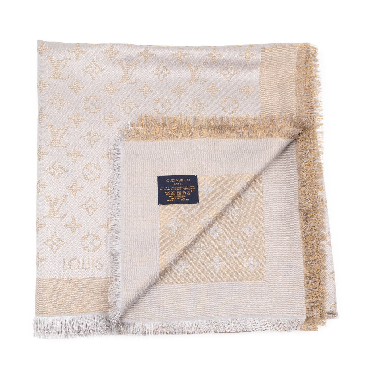 Louis-vuitton Monogram Shine Shawl Greige Gold