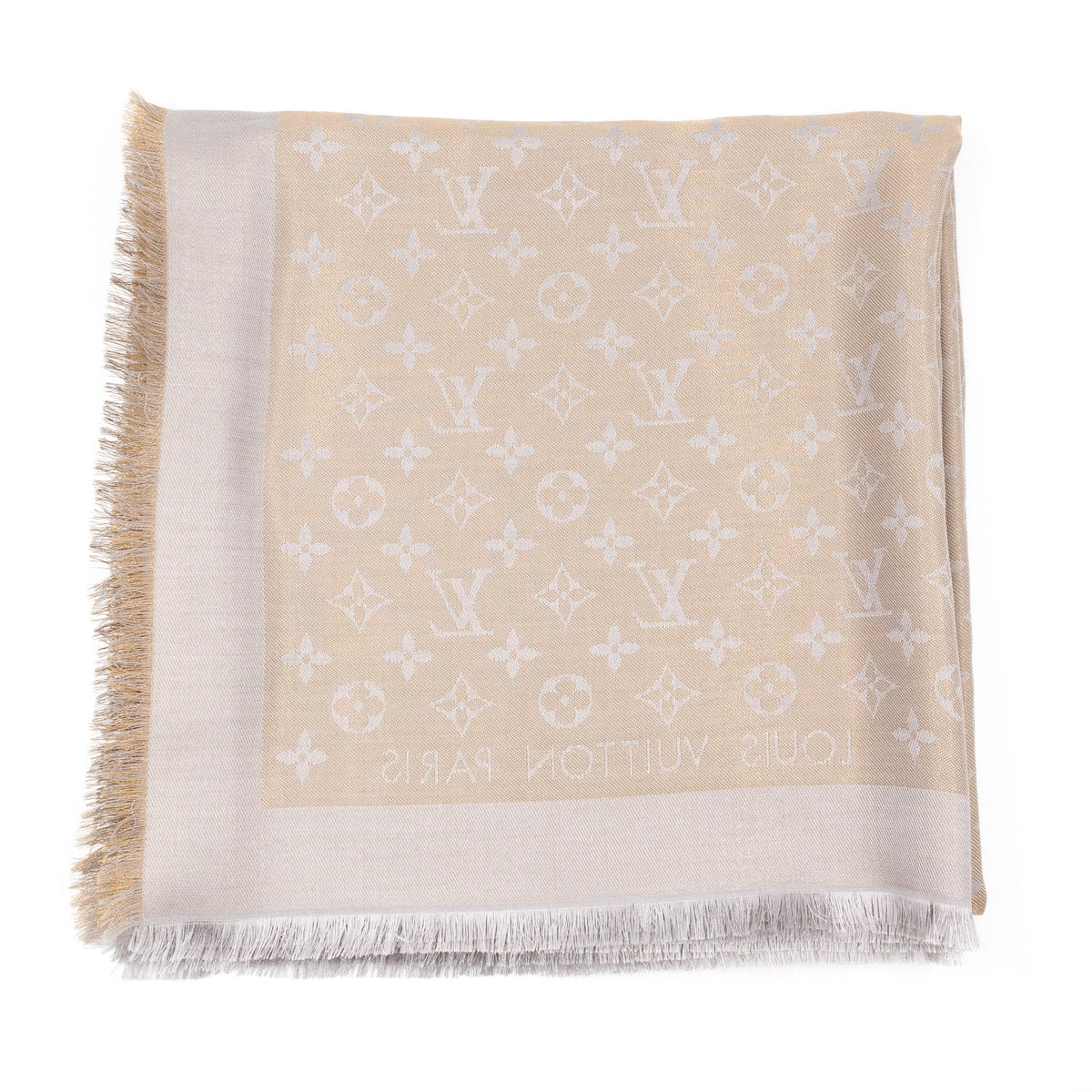 Louis-vuitton Monogram Shine Shawl Greige Gold
