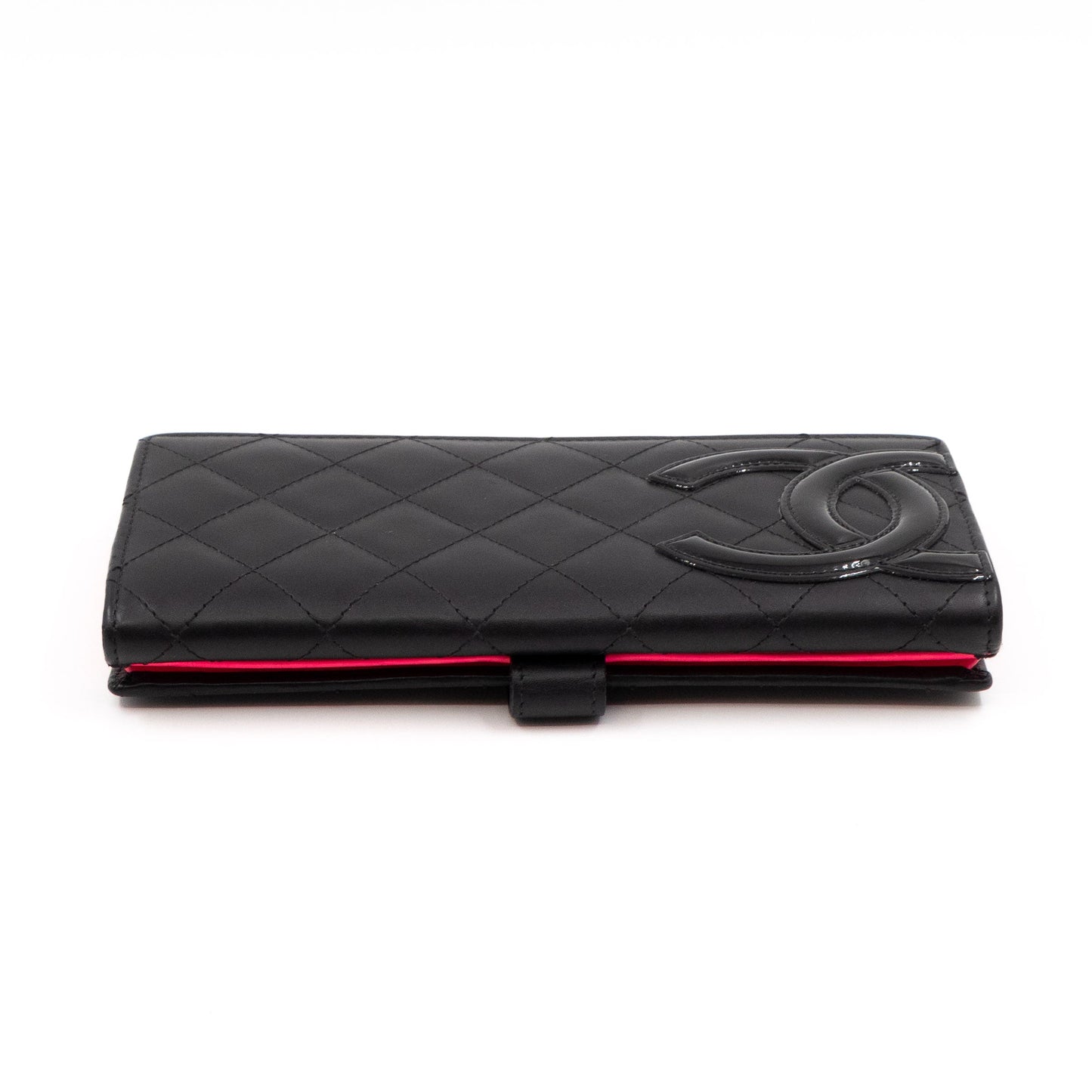 Cambon Long Trifold Wallet Black Leather