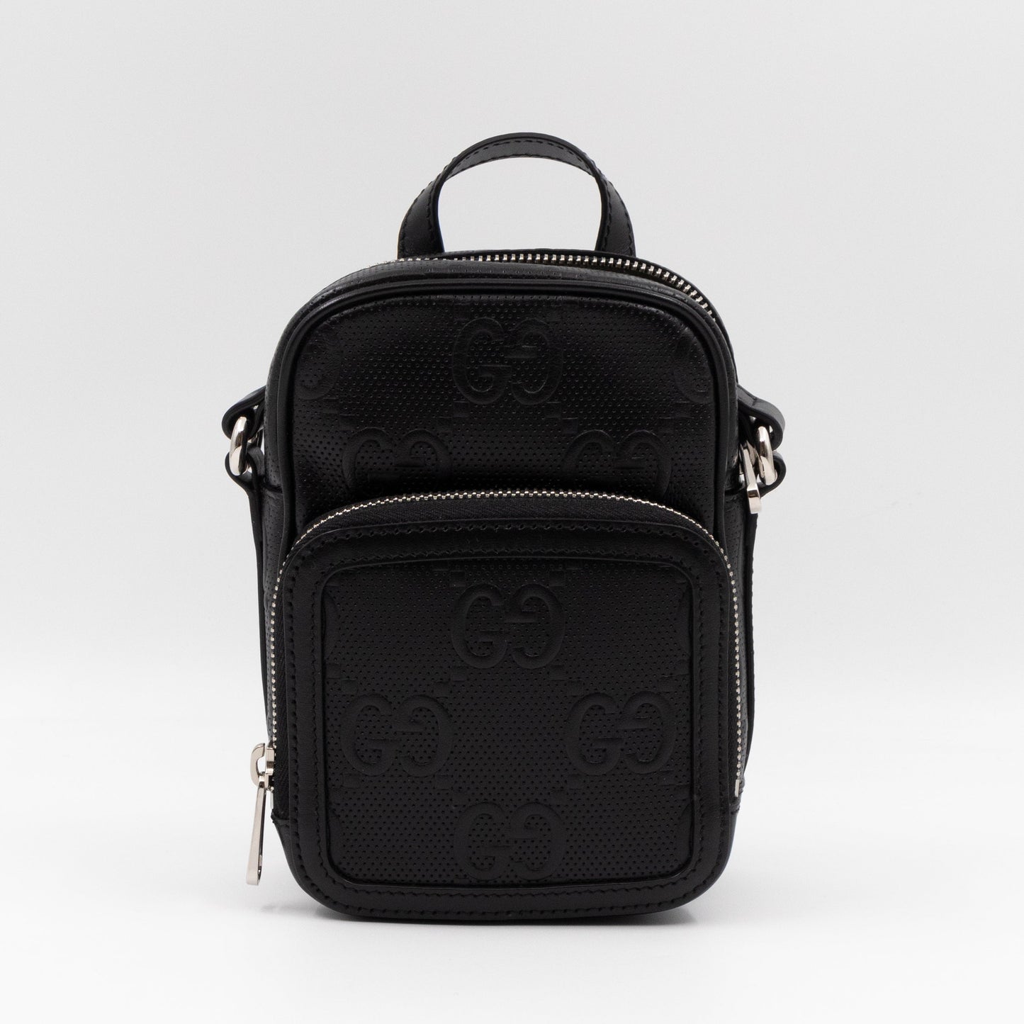 GG Embossed Mini Bag Black Leather