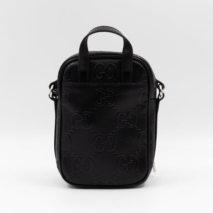 GG Embossed Mini Bag Black Leather