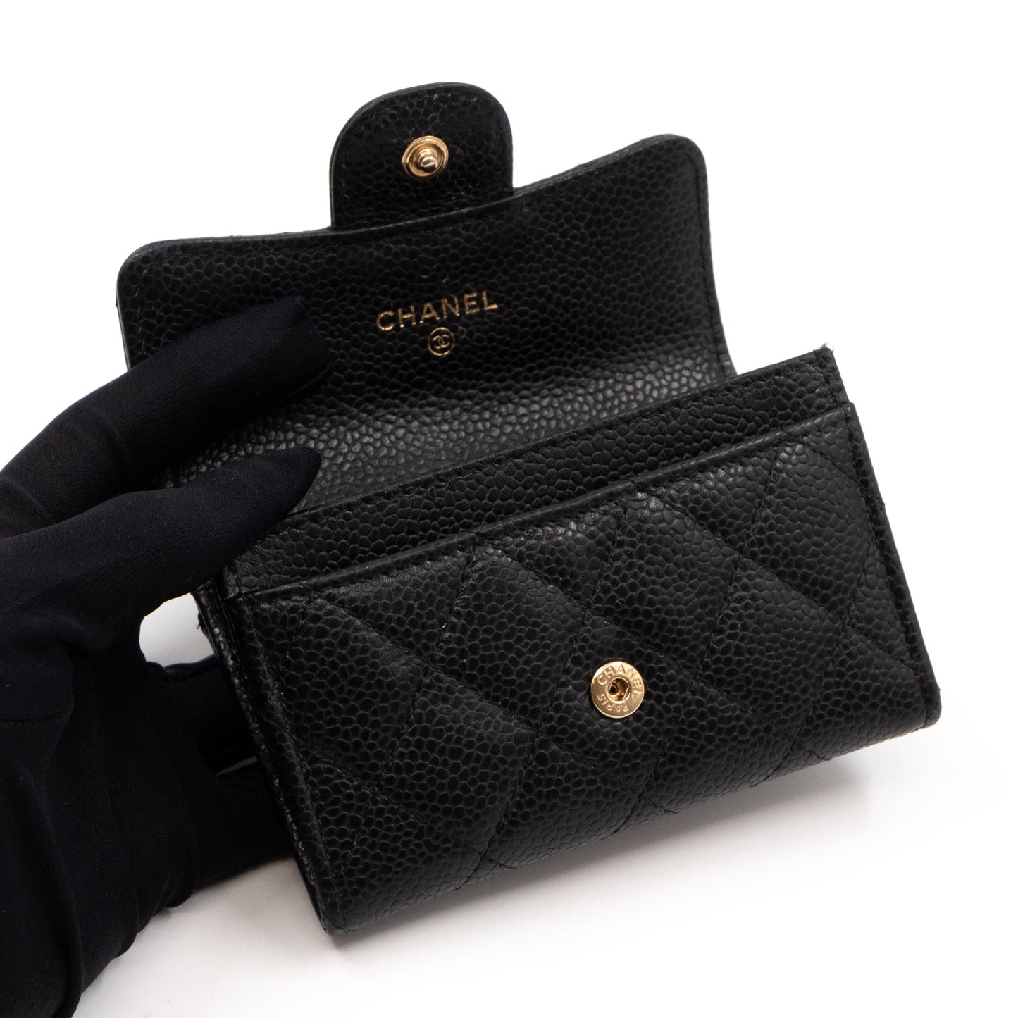 Classic Flap  Case Black Caviar Gold
