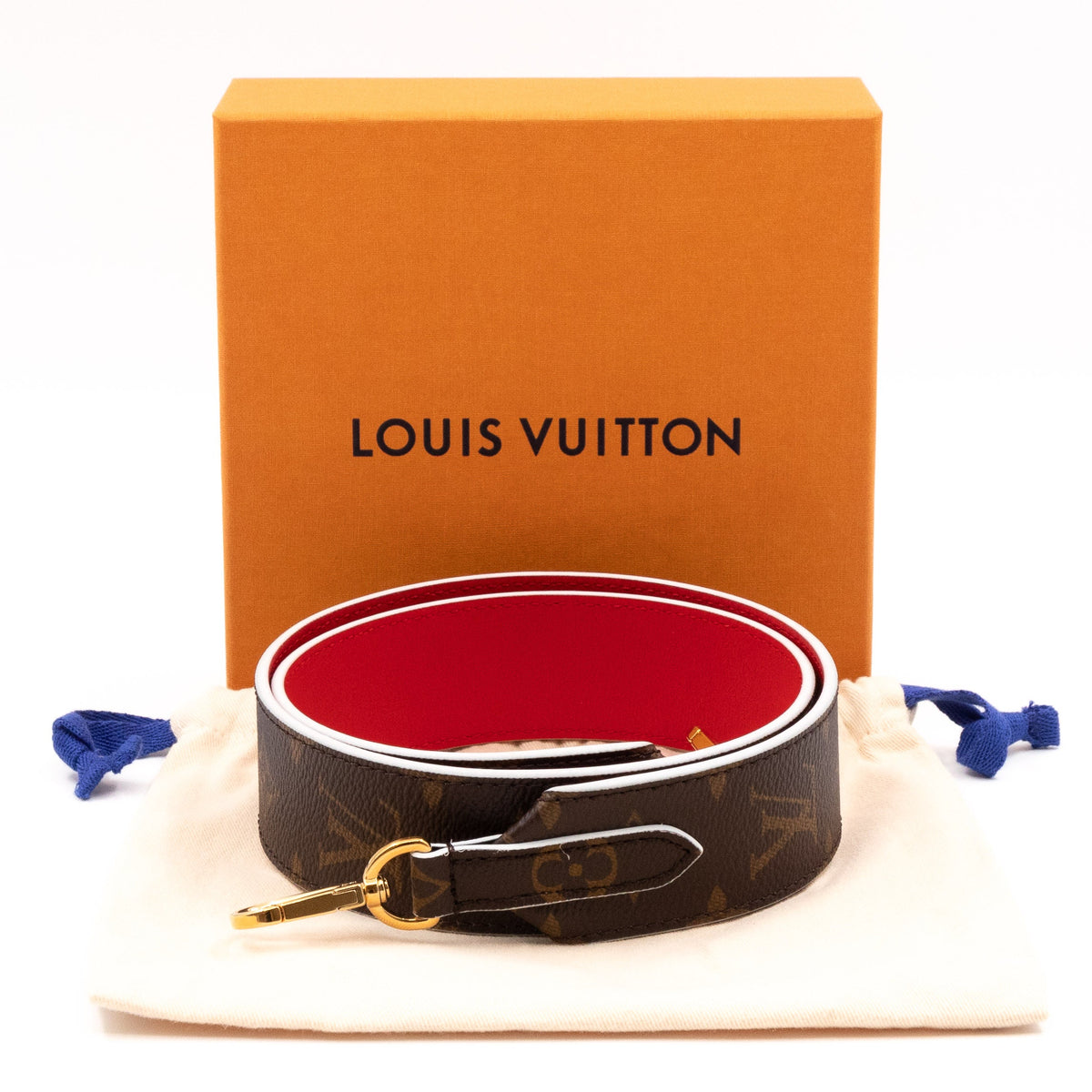 Louis-vuitton Bandoulière Shoulder Strap Monogram Red Leather