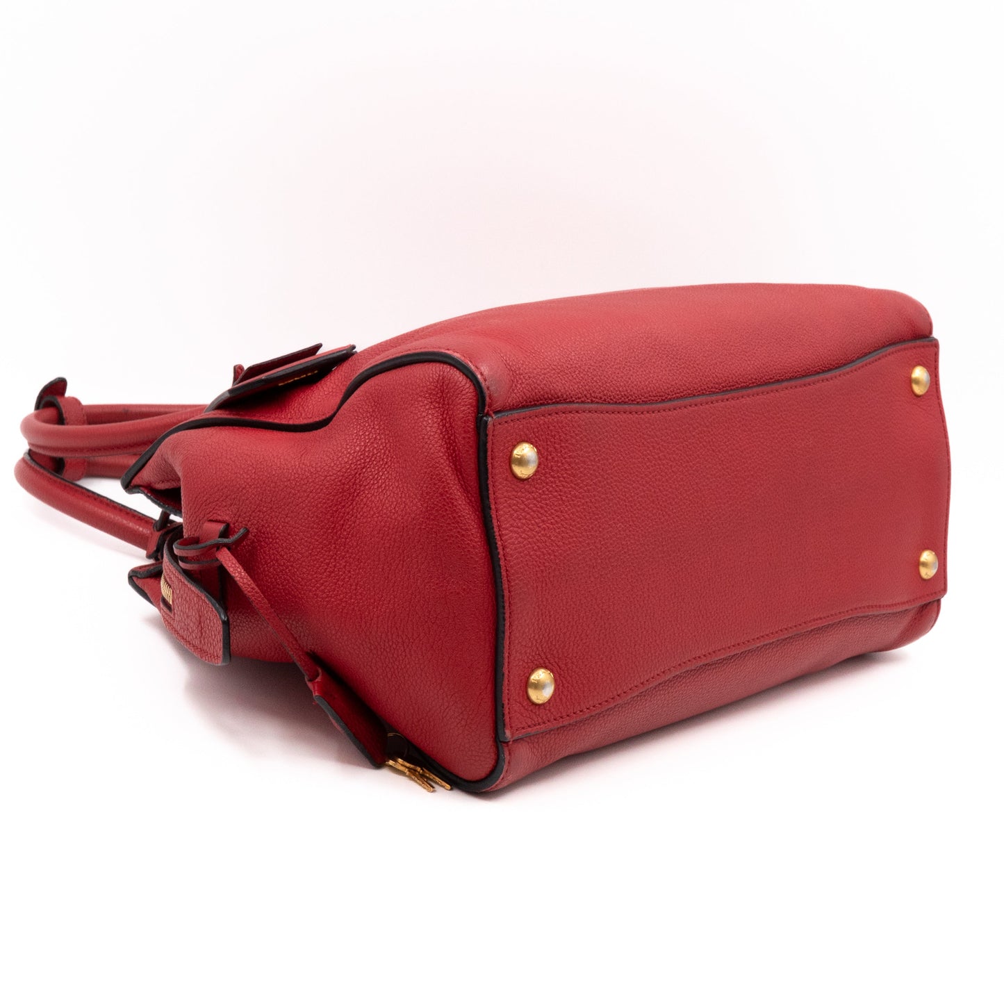 Two Way Tote Bag Fire Red Leather
