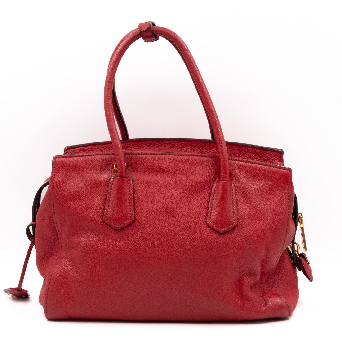 Two Way Tote Bag Fire Red Leather