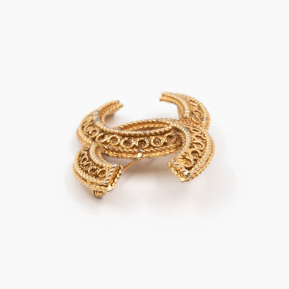 CC Brooch Strass Vintage Gold
