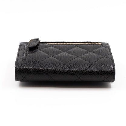 Small Classic Flap Wallet Black Caviar Gold