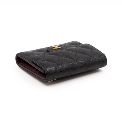 Small Classic Flap Wallet Black Caviar Gold