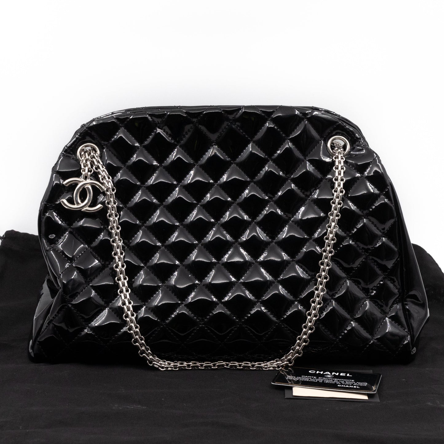 Large Mademoiselle Bowling Bag Black Patent Leather