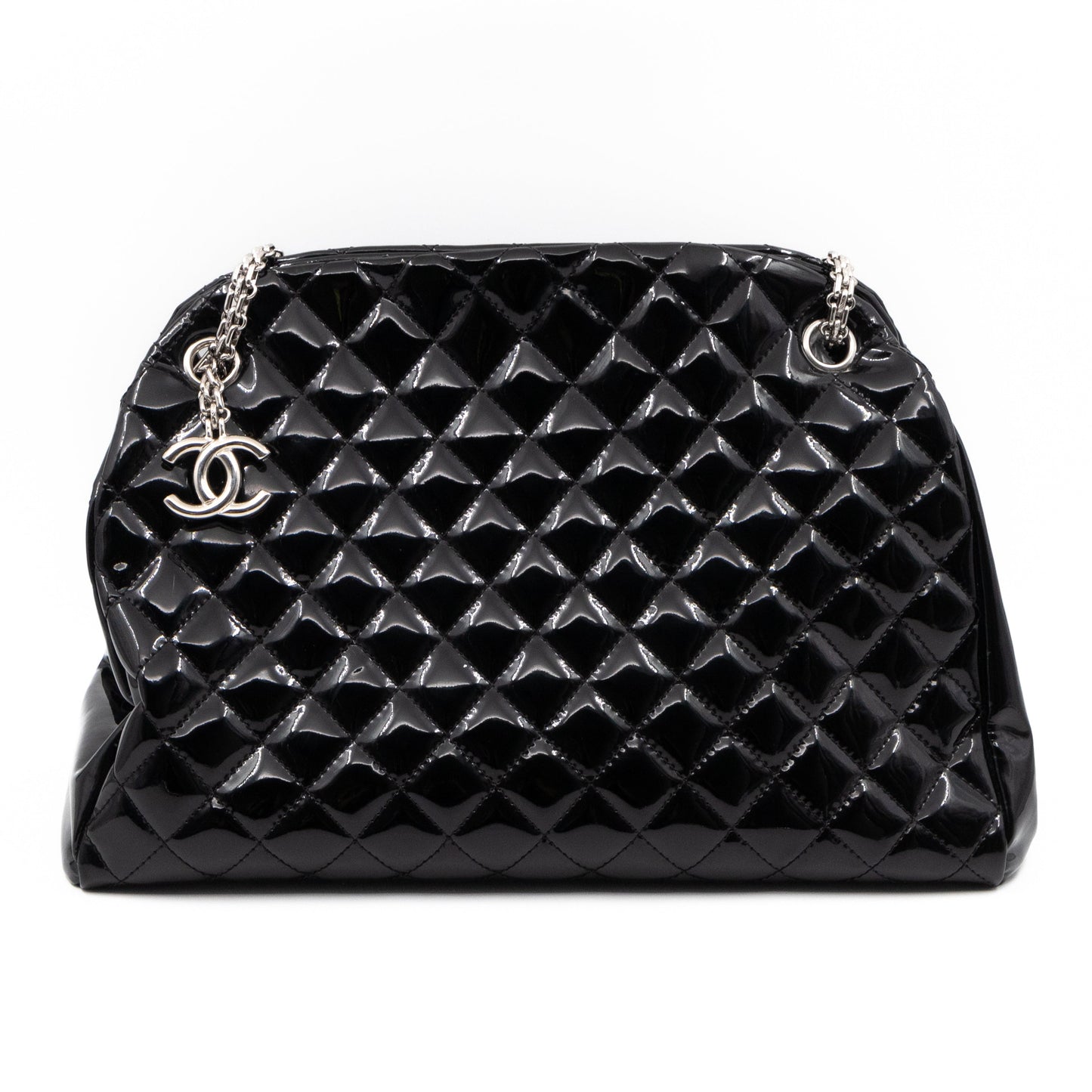 Large Mademoiselle Bowling Bag Black Patent Leather
