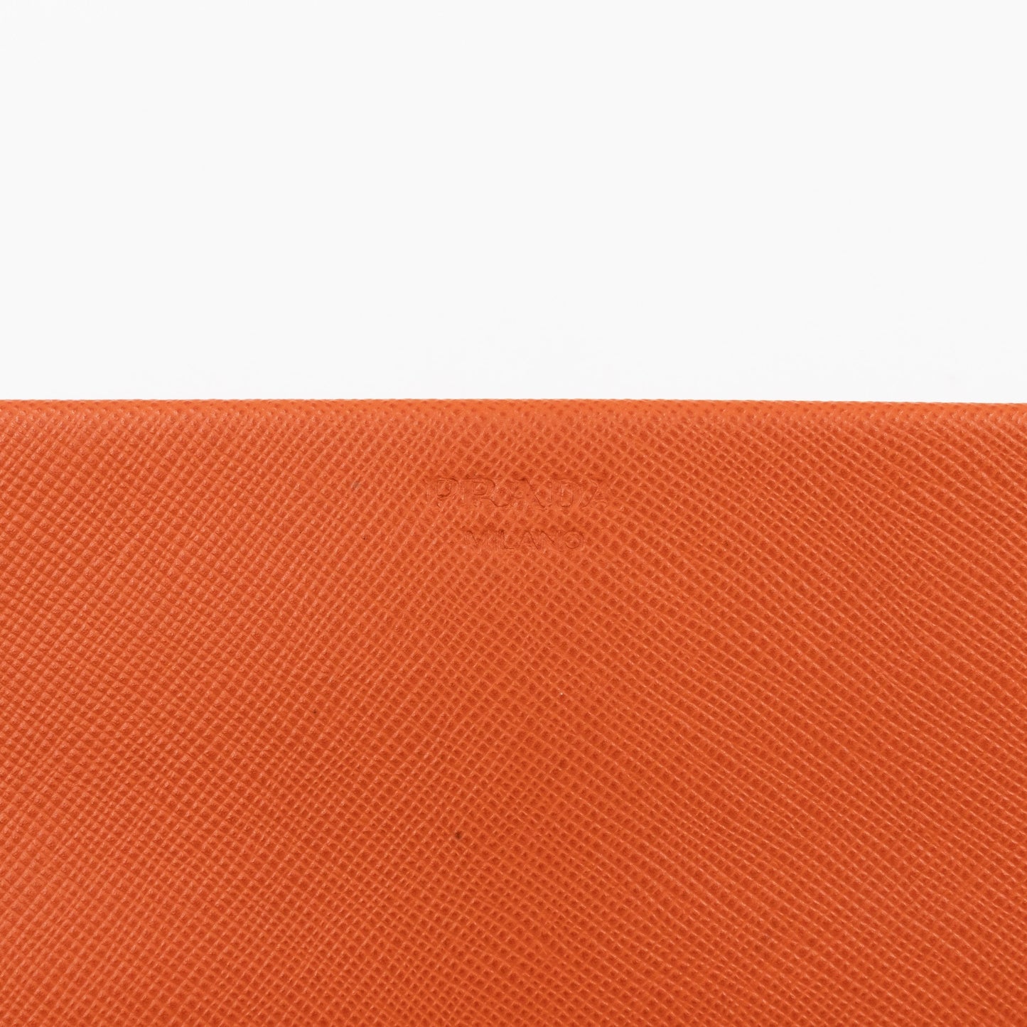 Flat Clutch with Stretch Band Orange Saffiano