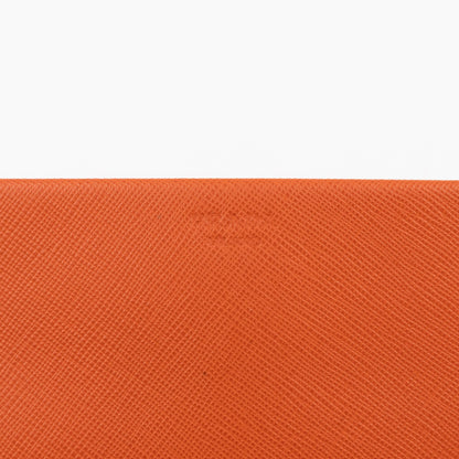 Flat Clutch with Stretch Band Orange Saffiano