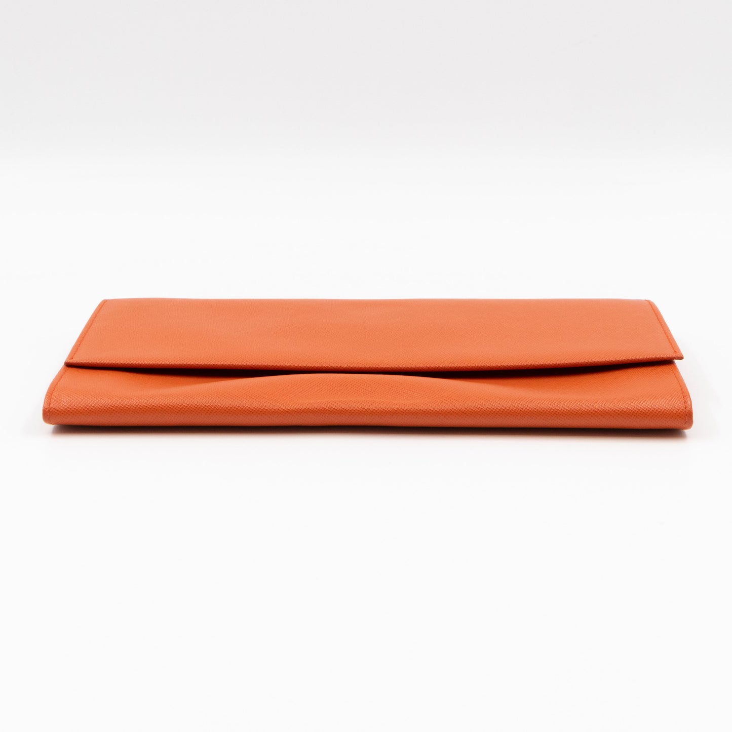 Flat Clutch with Stretch Band Orange Saffiano