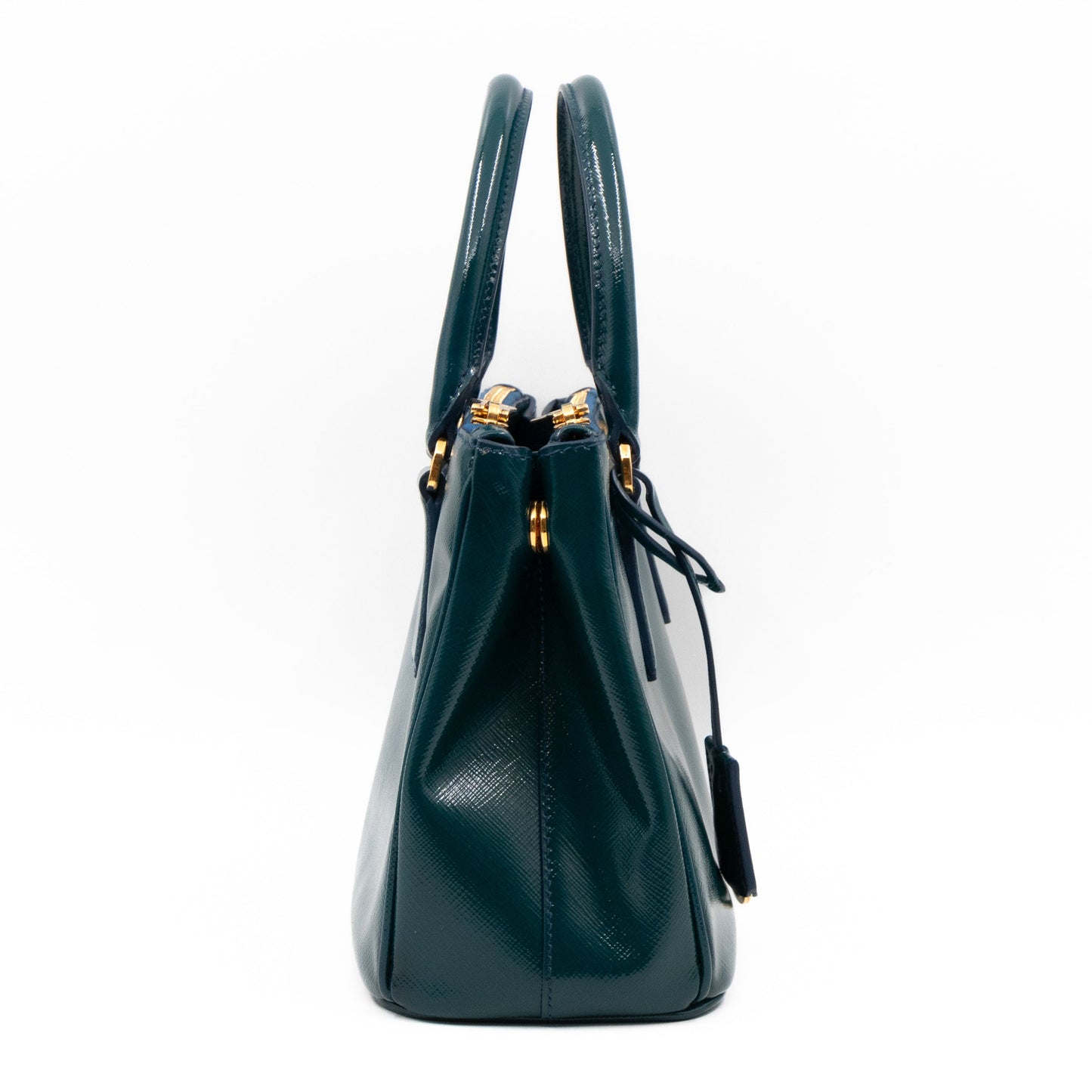 Galleria Small Double Zip Cobalto Saffiano Vernice
