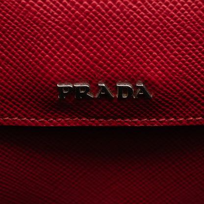 Double Bag Large Red Saffiano Leather