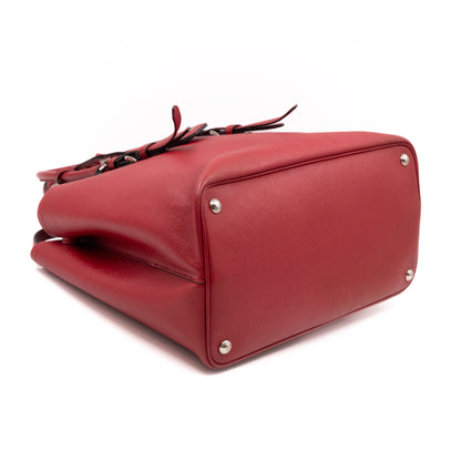 Double Bag Large Red Saffiano Leather