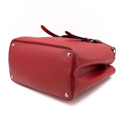 Double Bag Large Red Saffiano Leather