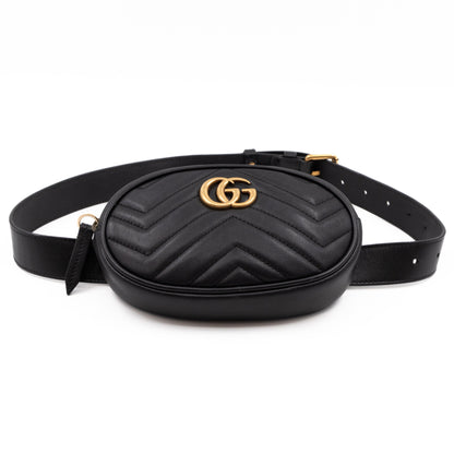 GG Marmont Matelasse Belt Bag Black Leather