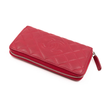 Medium Zipped Wallet Red Caviar Leather