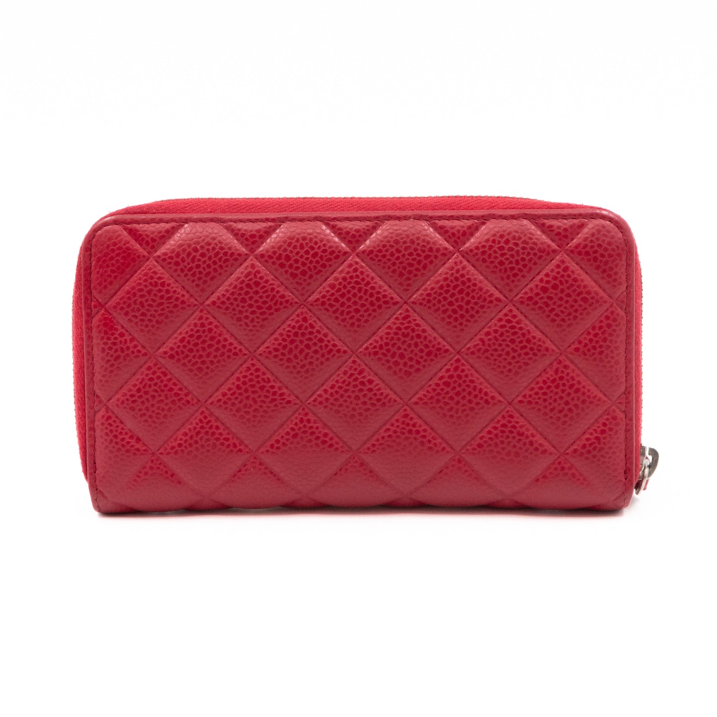 Medium Zipped Wallet Red Caviar Leather
