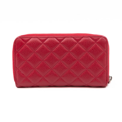 Medium Zipped Wallet Red Caviar Leather