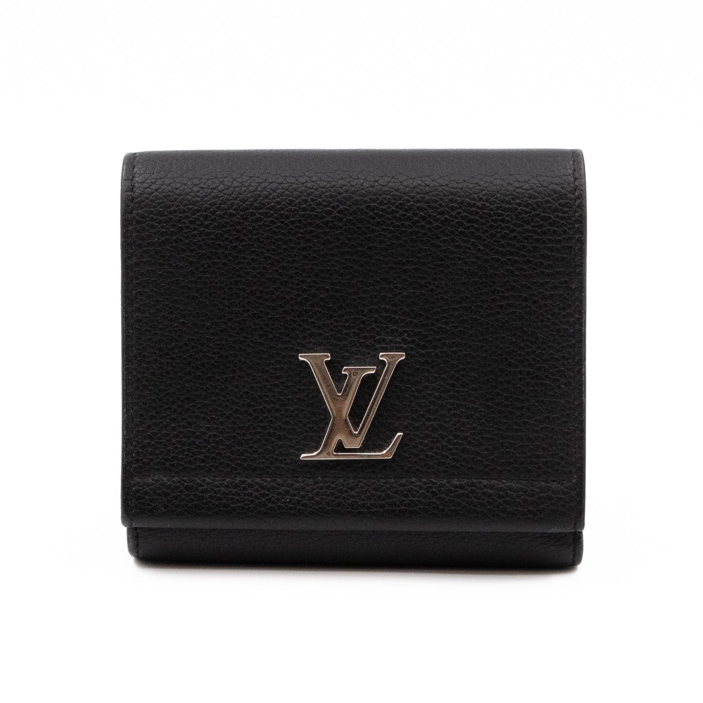 LockMe II Compact Wallet Black Leather