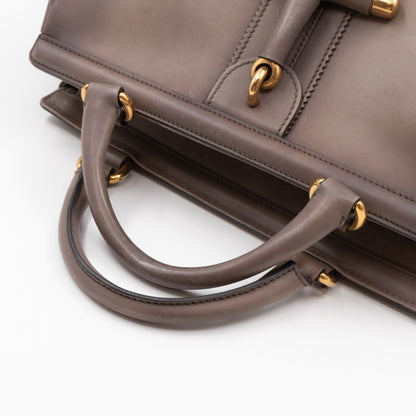 Duilio Brogue Handbag Grey Aged Leather