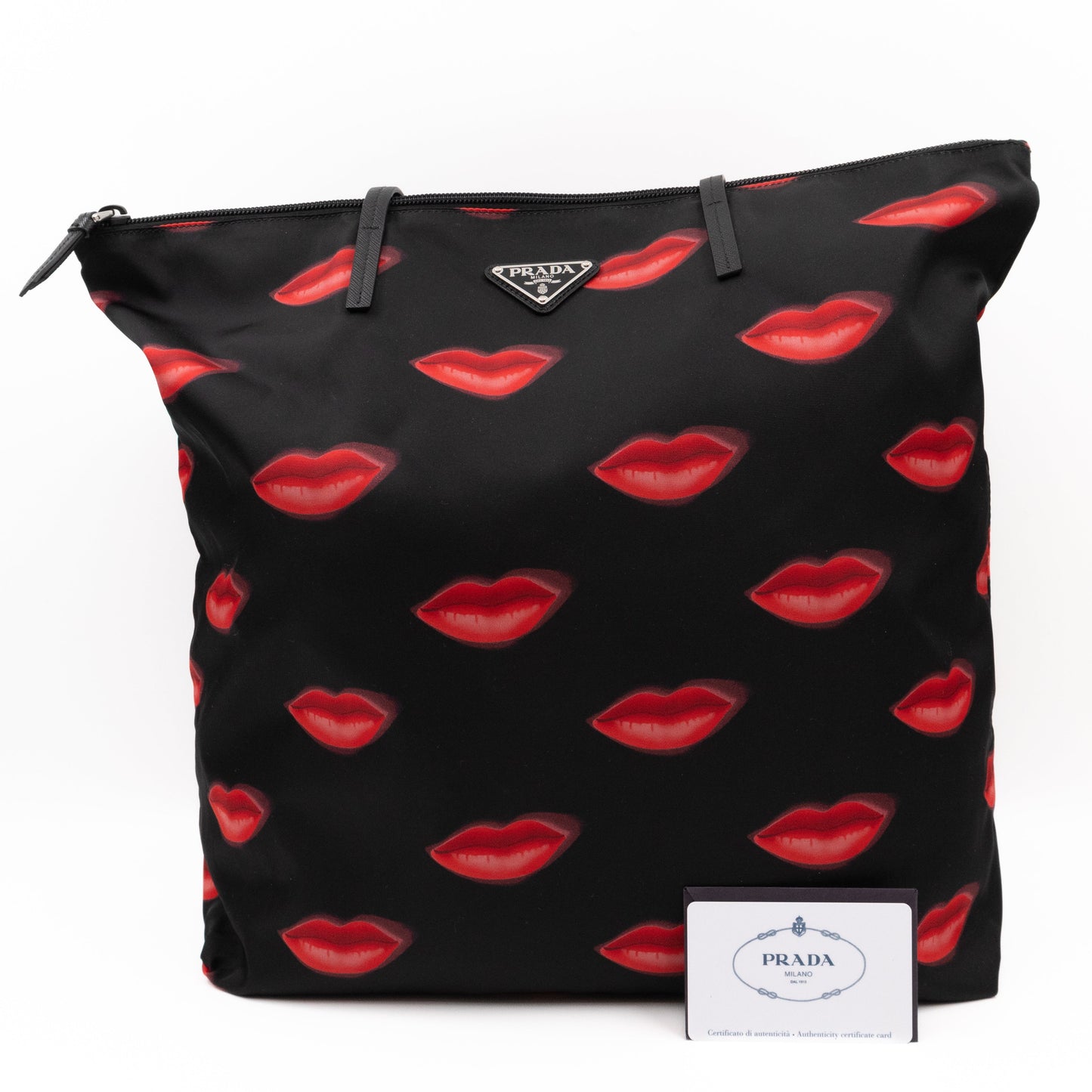 Tessuto Nylon Shopping Tote Stampato Lips