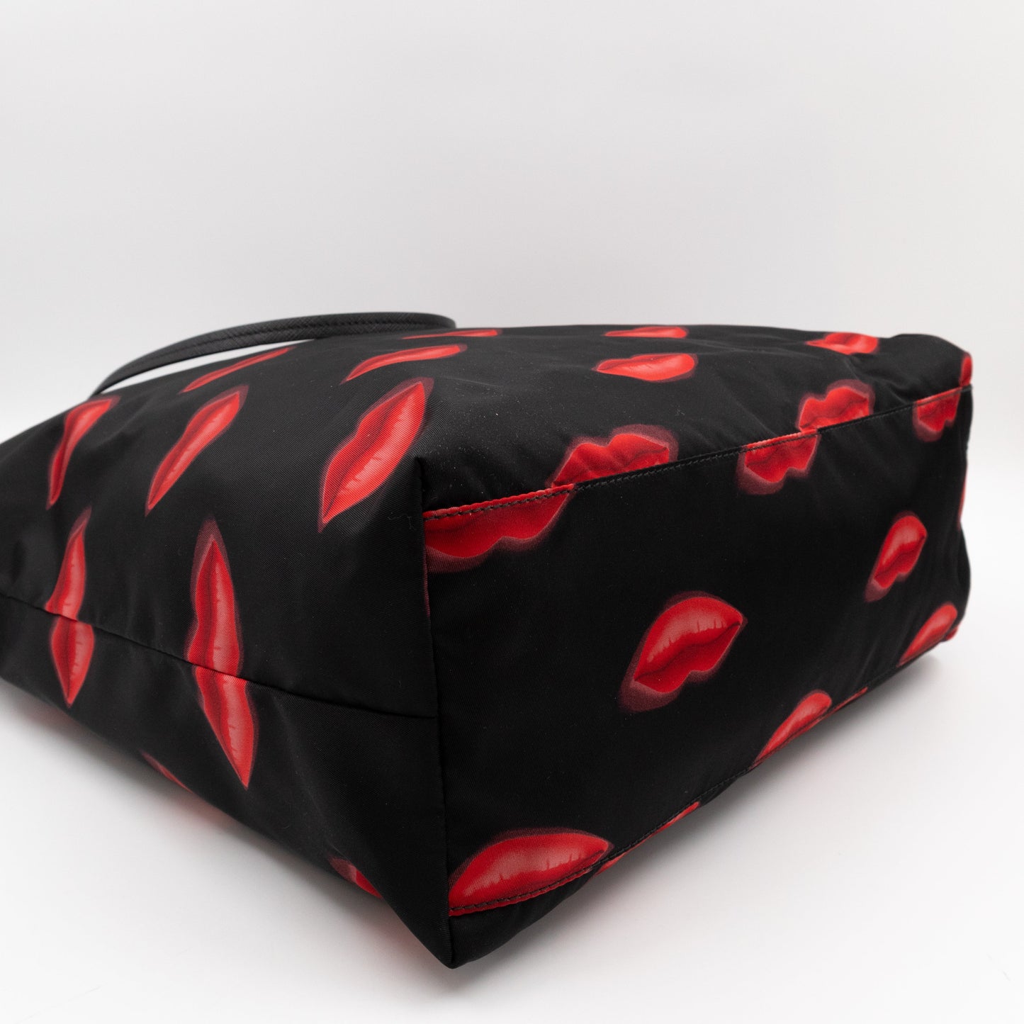 Tessuto Nylon Shopping Tote Stampato Lips