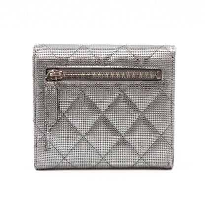 Small Classic Flap Wallet Pixel Effect Leather Silver