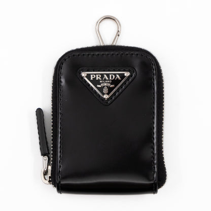 Coin Purse Pouch Black Leather