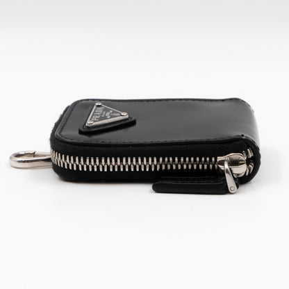 Coin Purse Pouch Black Leather