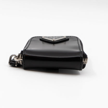 Coin Purse Pouch Black Leather