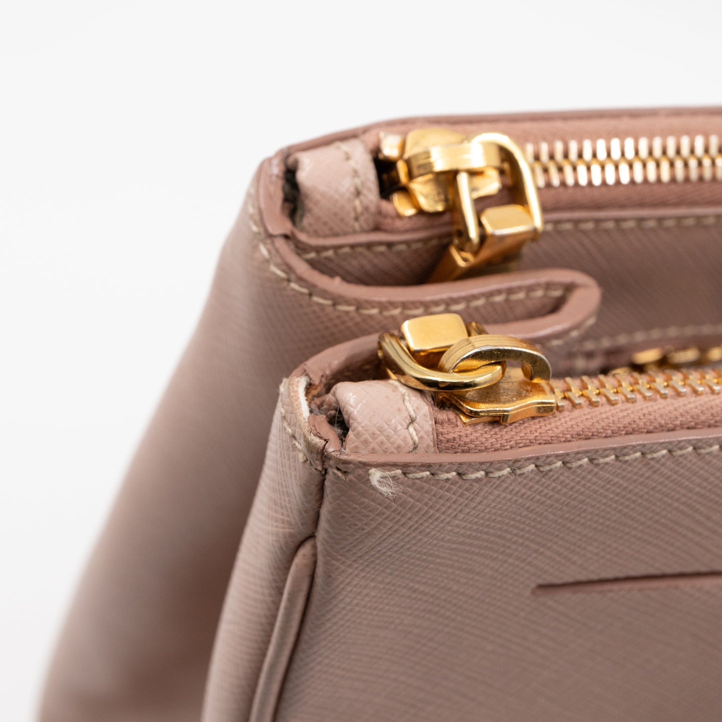 Galleria Large Double Zip Light Pink Saffiano