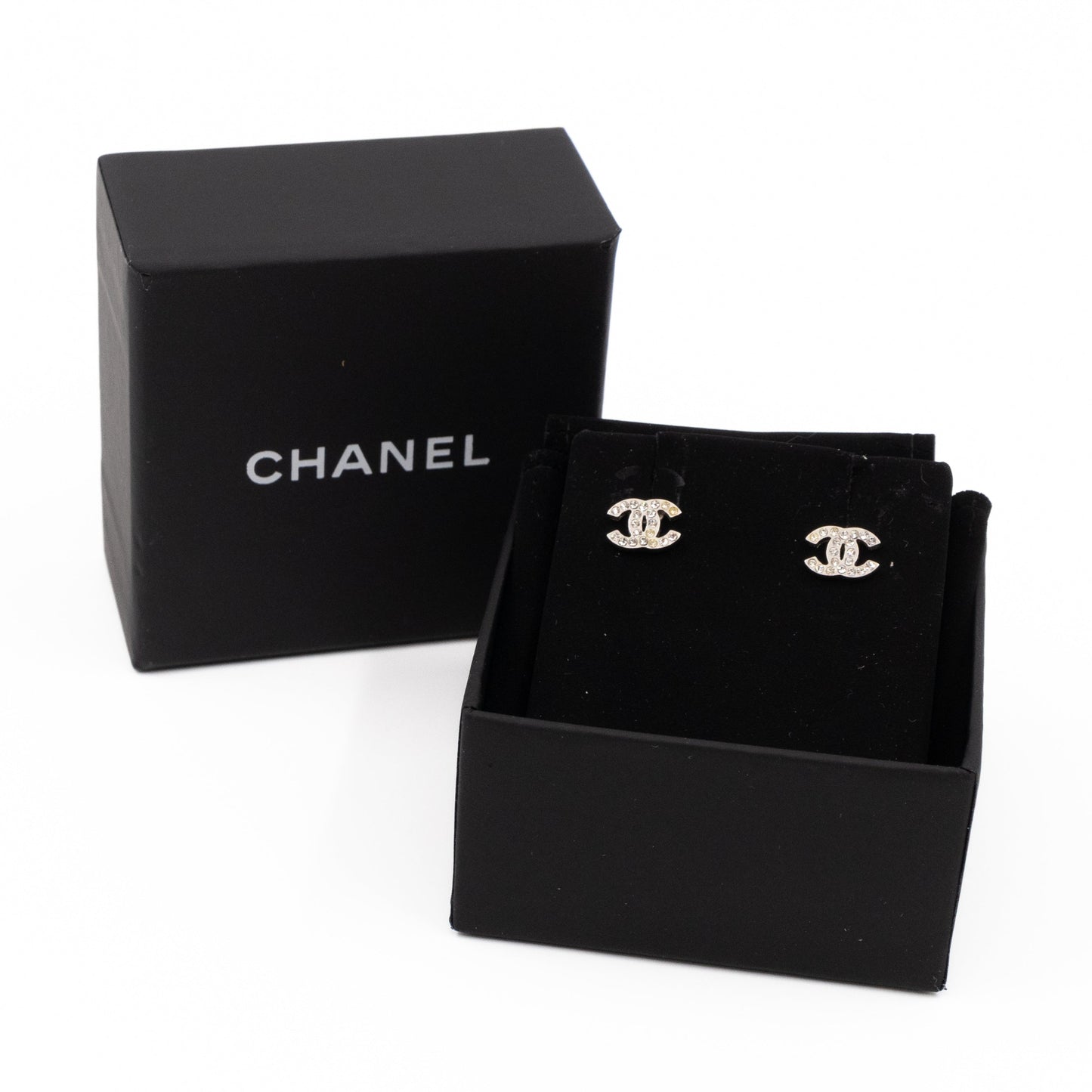 Mini CC Crystal Earrings Silver