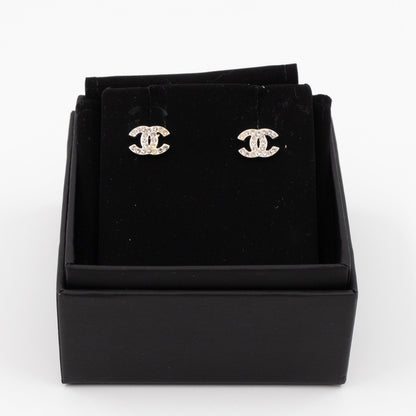 Mini CC Crystal Earrings Silver